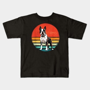 Boston Bull Terrier Vintage Dog Retro Dogs Owner Kids T-Shirt